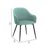 23 Inch Modern Dining Chair Curved Back Polyester Metal Legs Teal Blue By Casagear Home BM282120
