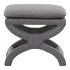 23 Inch Fabric Upholstered Ottoman Plush Cushioned Curved X Frame Gray By Casagear Home BM282132