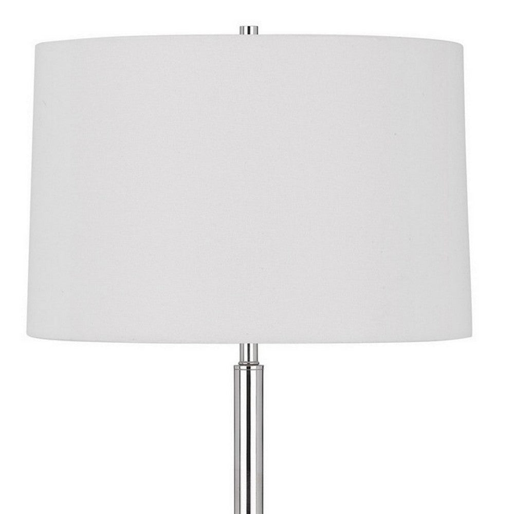 Ava 61 Inch Modern Floor Lamp Glass Tray Table 1 USB Port Glossy Chrome By Casagear Home BM282145