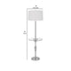 Ava 61 Inch Modern Floor Lamp Glass Tray Table 1 USB Port Glossy Chrome By Casagear Home BM282145