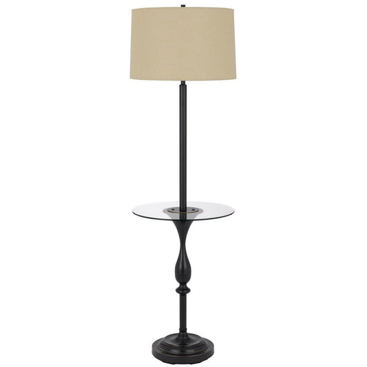Ava Floor Lamp | 61" | Glass Tray Table | USB Port | Dark Bronze
