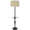 Ava 61 Inch Modern Floor Lamp, Glass Tray Table, 1 USB Port, Dark Bronze By Casagear Home