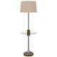 Floor Lamp | 61" | Glass Tray Table | USB Port | Antique Silver