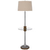 61 Inch Modern Floor Lamp, Glass Tray Table, 1 USB Port, Antique Silver By Casagear Home
