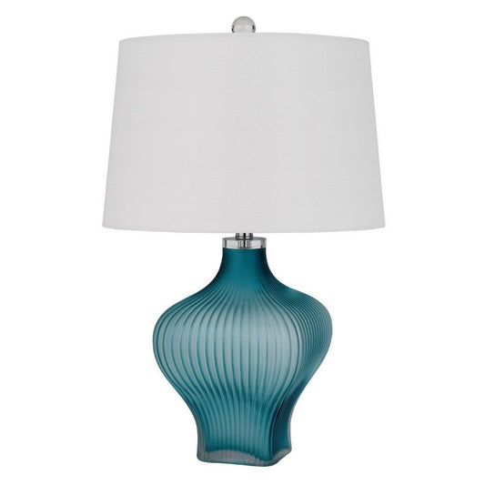 Accent Table Lamp | 26" | Tapered Glass Base | Aqua Blue