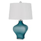 26 Inch Modern Accent Table Lamp, Unique Tapered Glass Base, Aqua Blue By Casagear Home