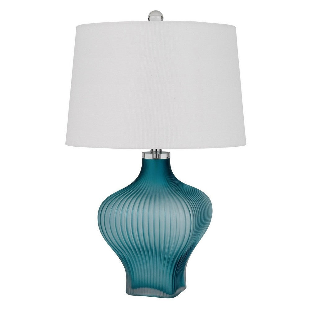 Accent Table Lamp | 26" | Tapered Glass Base | Aqua Blue