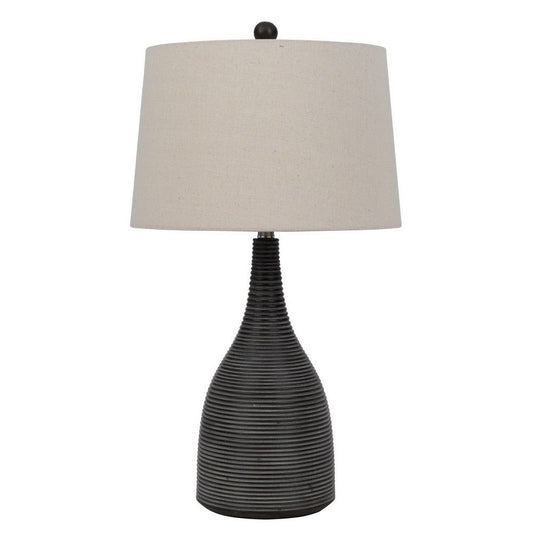 Table Lamp | 29" | Ceramic Body | Textured | Charcoal Black