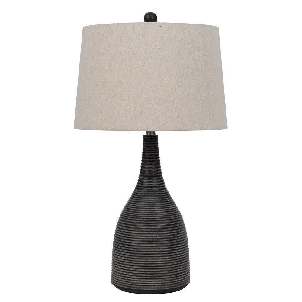 Table Lamp | 29" | Ceramic Body | Textured | Charcoal Black