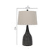 29 Inch Classic Table Lamp Textured Lined Body Ceramic Charcoal Black By Casagear Home BM282153