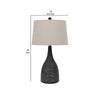 29 Inch Classic Table Lamp Textured Lined Body Ceramic Charcoal Black By Casagear Home BM282153