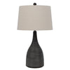 29 Inch Classic Table Lamp, Textured Lined Body, Ceramic, Charcoal Black By Casagear Home