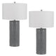 Table Lamp Set | 29" | Tall Cylinder | Ball Finial | Gray