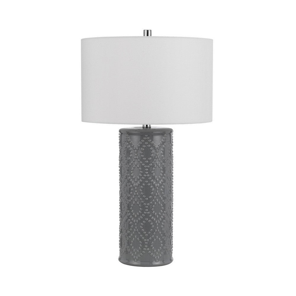 29 Inch Accent Table Lamp Set of 2 Tall Cylinder Ball Finial Accent Gray By Casagear Home BM282155