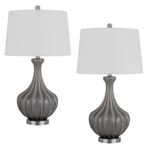 Table Lamp Set | 29" | Tapered Glass Base | Slate Gray