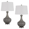 Table Lamp Set | 29" | Tapered Glass Base | Slate Gray