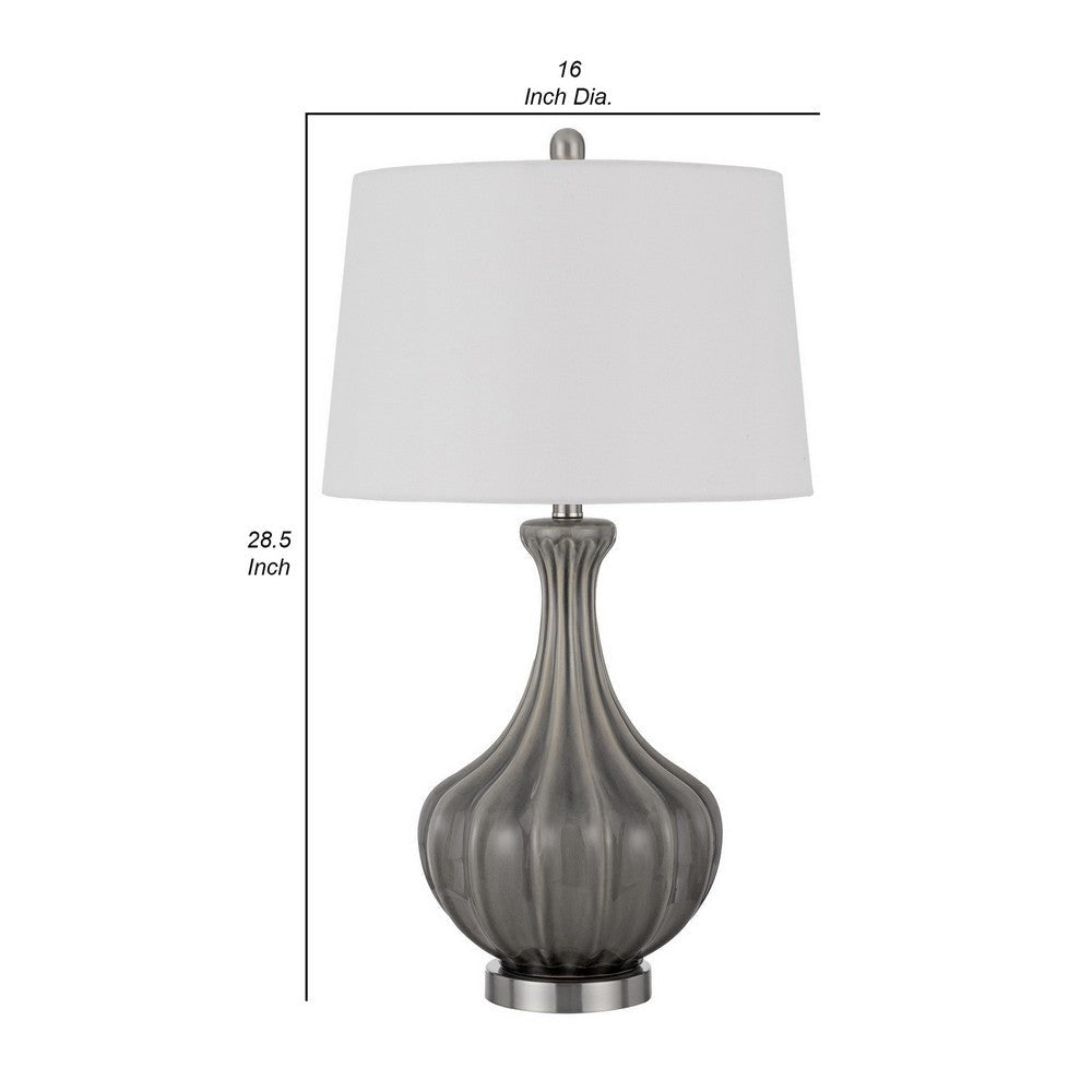 29 Inch Accent Table Lamp Set of 2 Elegant Tapered Glass Base Slate Gray By Casagear Home BM282159