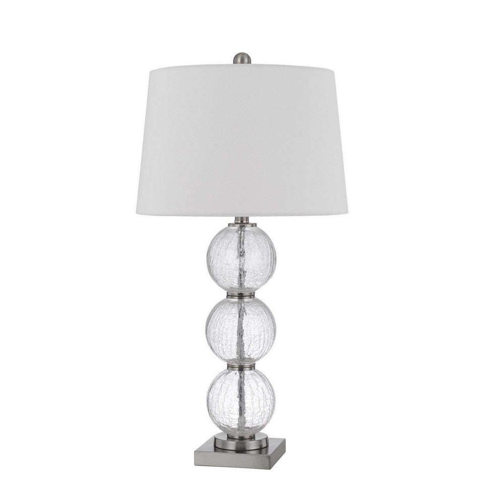 Table Lamp Set | 29" | Stacked Crackle Glass | Silver