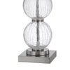 29 Inch Accent Table Lamp Set of 2 Stacked Crackle Glass balls Silver By Casagear Home BM282160