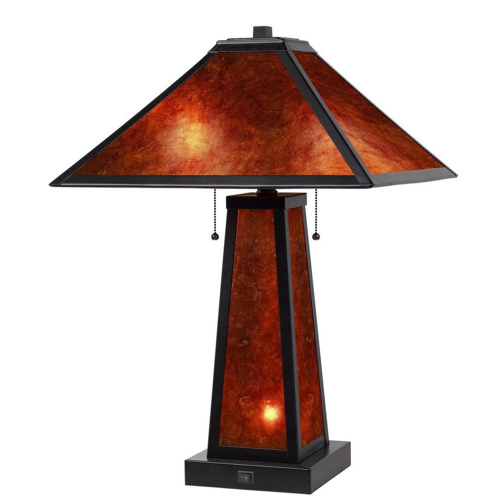 Mica Table Lamp | 24" | With Night Light | Pull Chain | Elegant