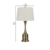 28 Inch Modern Table Lamp Hardback Fabric Shade Set of 2 Antique Brass By Casagear Home BM282162