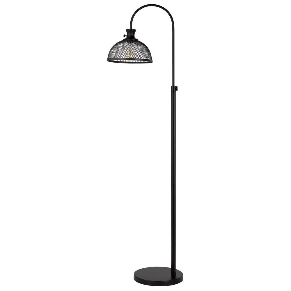 61 Inch Modern Floor Lamp, Hanging Mesh Shade, Metal Base, Black By Casagear Home