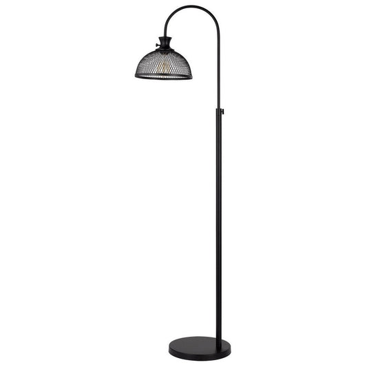 61 Inch Modern Floor Lamp, Hanging Mesh Shade, Metal Base, Black By Casagear Home
