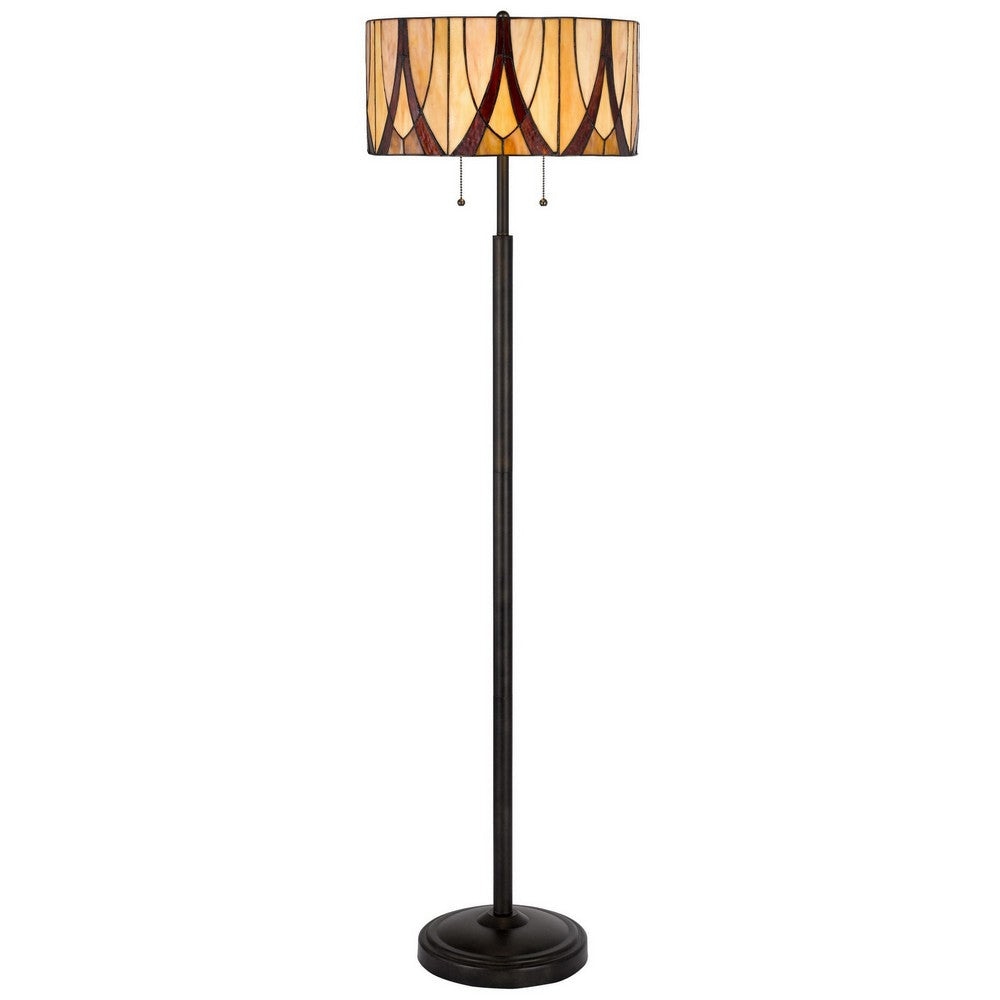 Eli Floor Lamp | 60" | Tiffany Style | Glass Shade | Antique Bronze