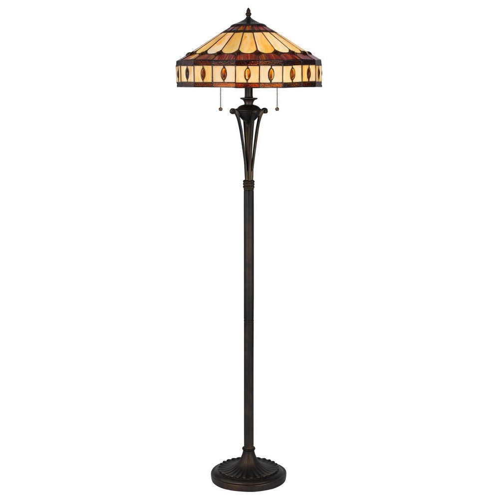 Xia Floor Lamp | 61" | Tiffany Style | Glass Shade | Antique Bronze