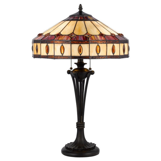 Xia Table Lamp | 26" | Tiffany Style | Glass Shade | Antique Bronze