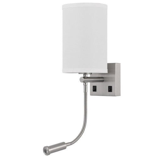 Liam Wall Lamp | 25" | Fabric Shade | 1 LED | Silver