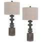 31 Inch Accent Table Lamp, Resin Turned Base, Set of 2, Beige, Gray By Casagear Home