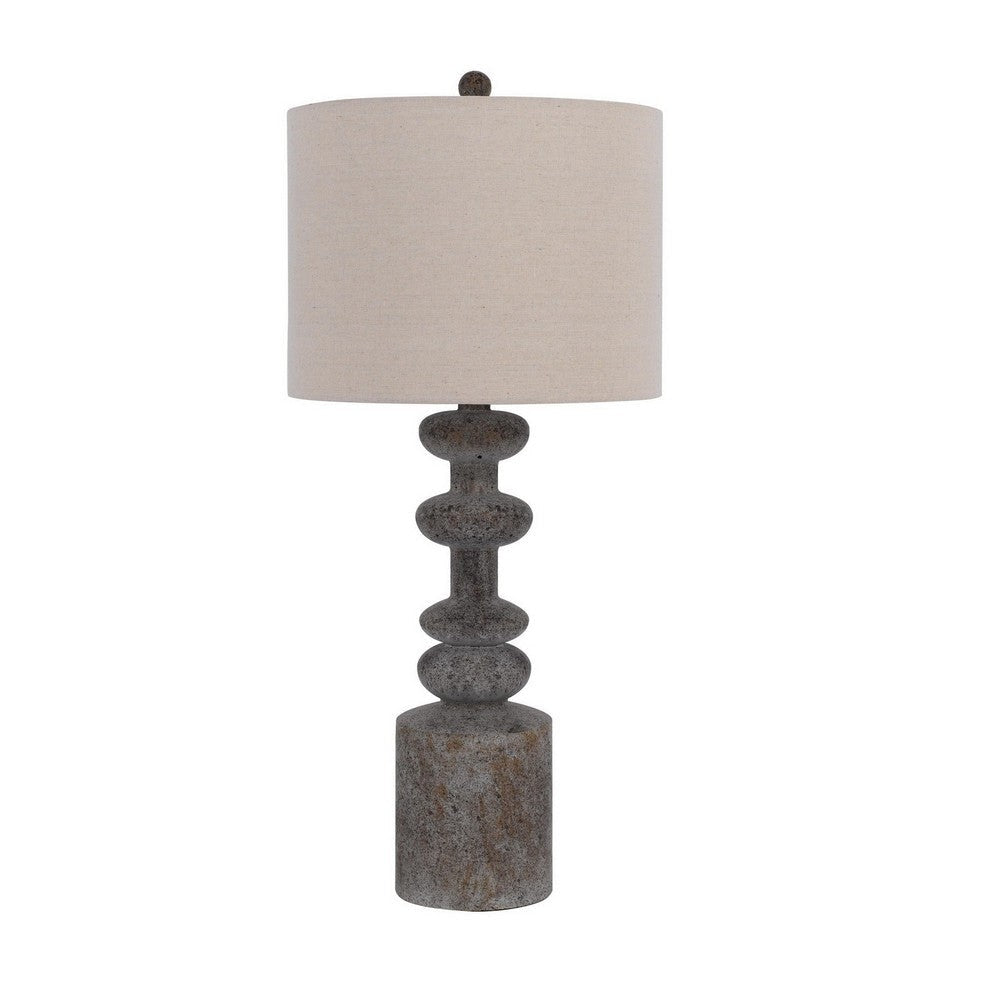 31 Inch Accent Table Lamp Resin Turned Base Set of 2 Beige Gray By Casagear Home BM282179