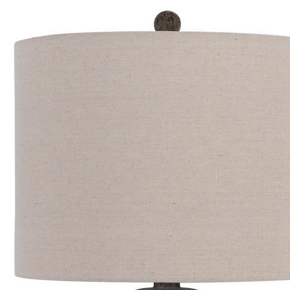 31 Inch Accent Table Lamp Resin Turned Base Set of 2 Beige Gray By Casagear Home BM282179