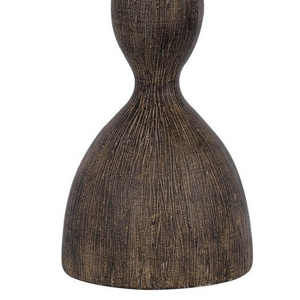 30 Inch 2 Table Lamps Resin Accent Turned Base Rustic Wood Brown Beige By Casagear Home BM282180