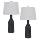 Table Lamp Set | 25" | Artisanal Ceramic | Fluted Base | Black