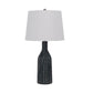 25 Inch Set of 2 Artisanal Ceramic Accent Table Lamp Fluted Grayed Black By Casagear Home BM282182