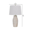 23 Inch Set of 2 Ceramic Accent Table Lamp Hammered Base White Gold By Casagear Home BM282183