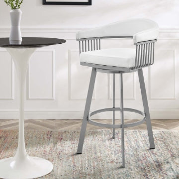 Oliver Counter Stool | 25" | Swivel | Faux Leather | White