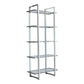 79 Inch Bookcase, Metal Frame, Tempered Glass Shelves, Polished, Silver By Casagear Home
