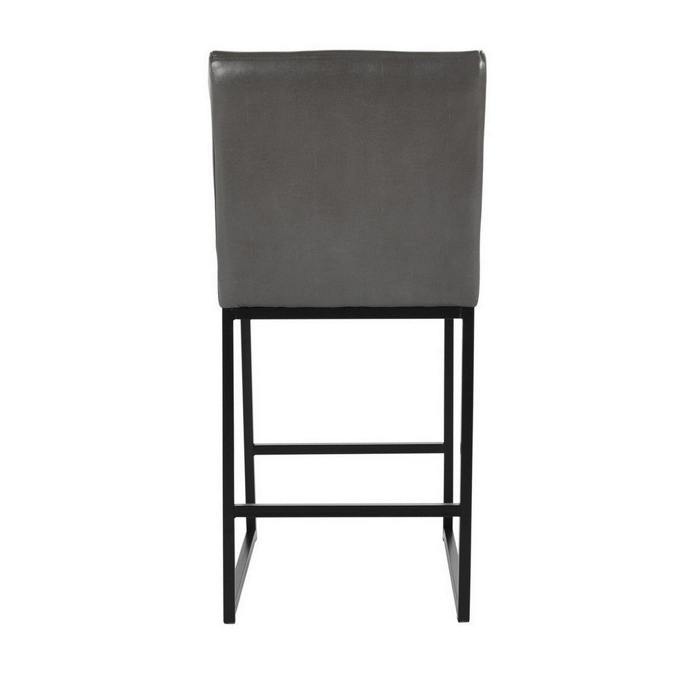 Vinn 26 Inch Modern Counter Stool Channel Tufted Vegan Faux Leather Gray By Casagear Home BM282985