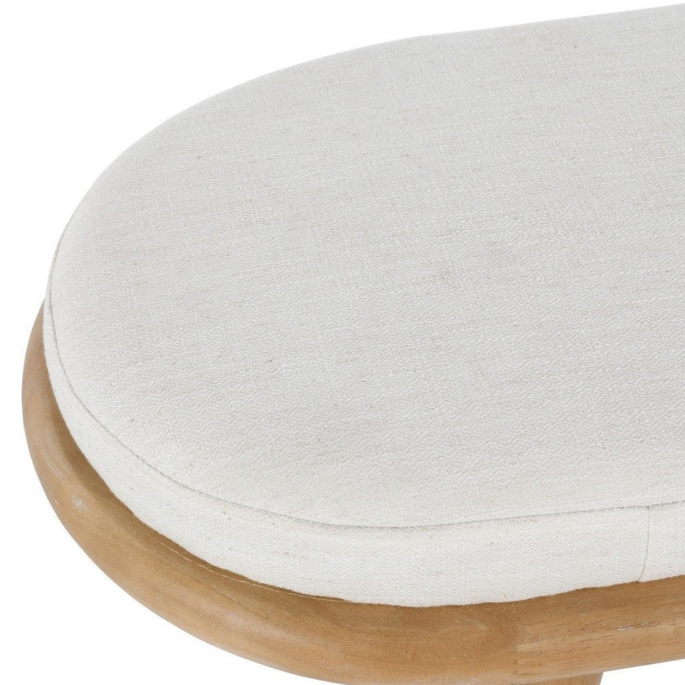 Eli 60 Inch Modern Rounded Bench Polyester Splayed Legs Brown White By Casagear Home BM282988