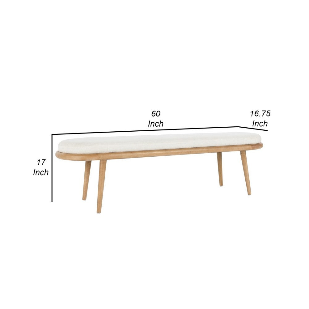 Eli 60 Inch Modern Rounded Bench Polyester Splayed Legs Brown White By Casagear Home BM282988
