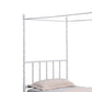 Modern Metal Twin Size Canopy Bed Spindled Turned Posts Classic White By Casagear Home BM283037