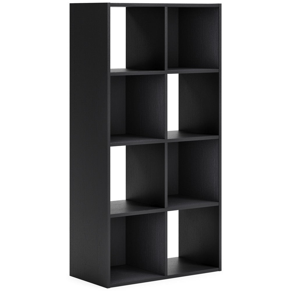 Ashley Zayla 48 Inch Tall Wood Bookcase Organizer, 8 Cube Compartments, Black