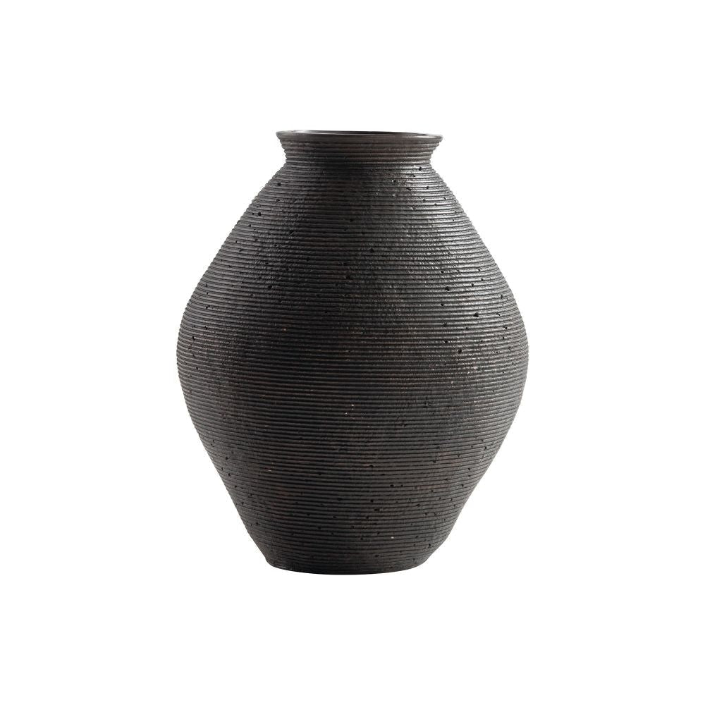 Dale Polyresin Vase | 12" | Wavy Ribbed Spiral Texture | Antique Brown