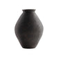 Dale 17 Inch Round Polyresin Vase, Tightly Ribbed Texture, Antique Brown By Casagear Home