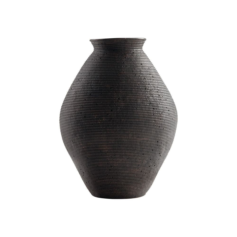 Dale Polyresin Vase | 17" | Tightly Ribbed Texture | Antique Brown