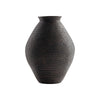 Dale 17 Inch Round Polyresin Vase, Tightly Ribbed Texture, Antique Brown By Casagear Home
