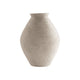 Dale 17 Inch Round Polyresin Vase, Tightly Ribbed Texture, Antique Beige By Casagear Home